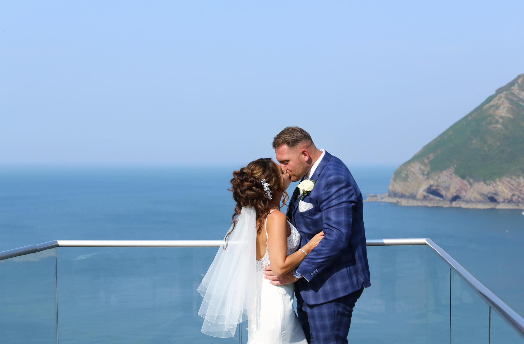 bride and groom kissing