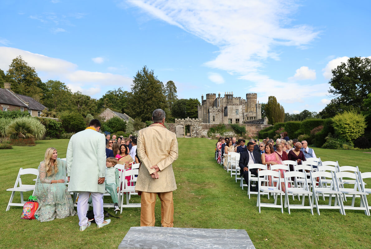 Indian wedding ceremony outside at Wadhurst Castle