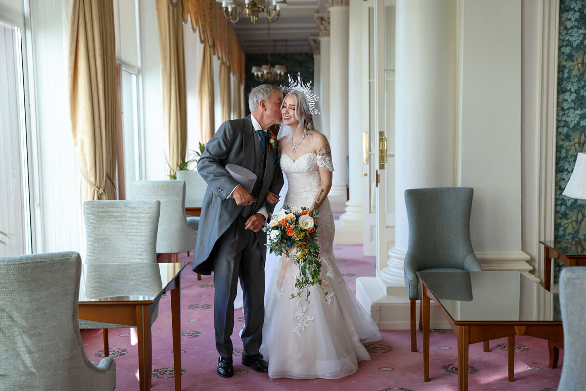 bride and father on her wedding day