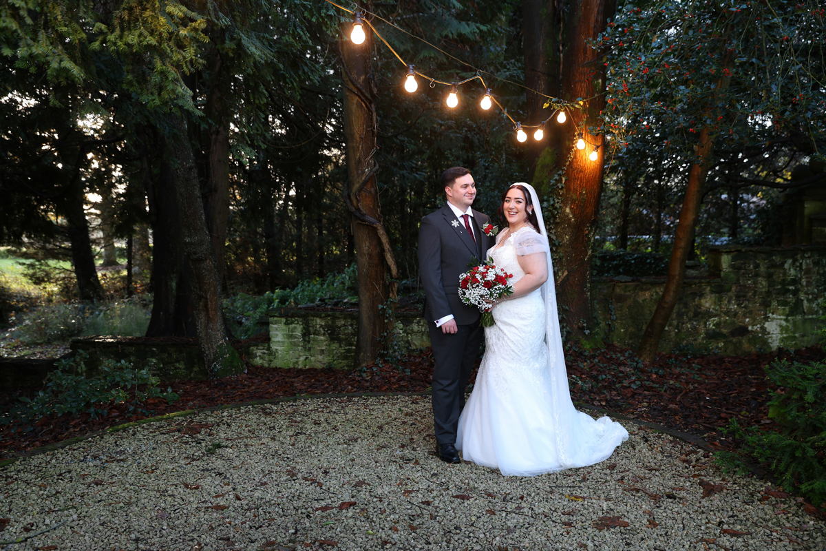 bride and groom looking at each other